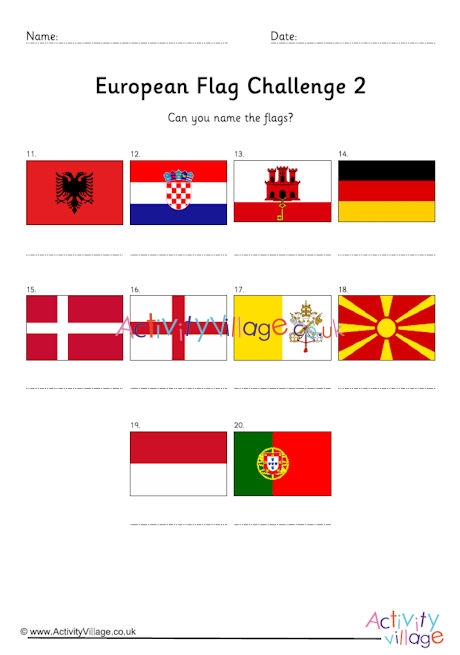 European Flag Challenge Worksheets