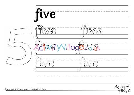 five handwriting worksheet