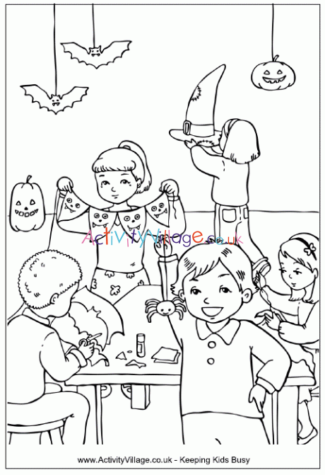 Download Halloween Decorations Colouring Page