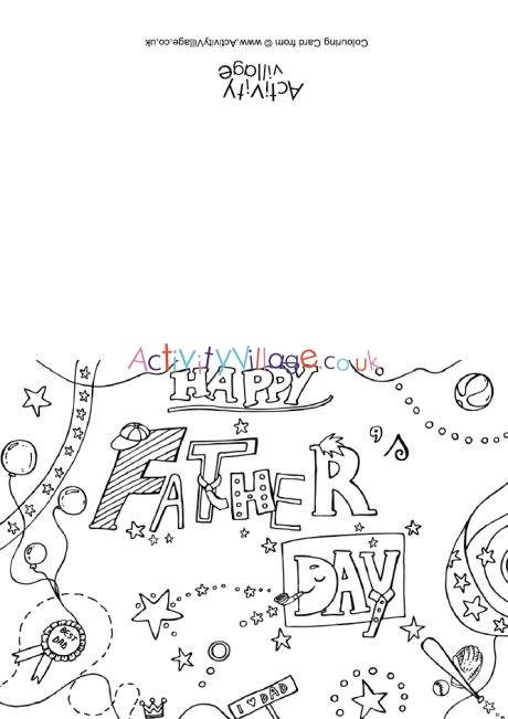 happy fathers day colouring card 2