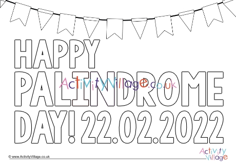 Happy Palindrome Day colouring page