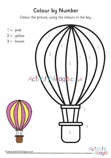 Hot Air Balloon Colour By Number