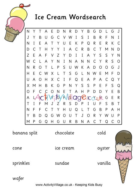 ice cream word search