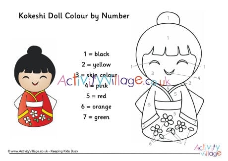 Kokeshi Doll colour by number 1