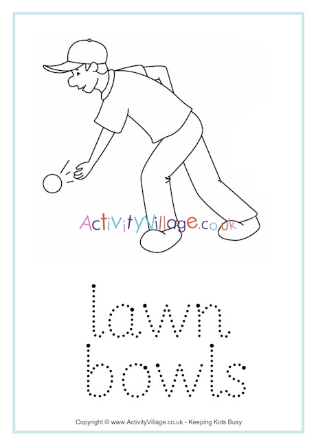 Lawn bowls tracing worksheet