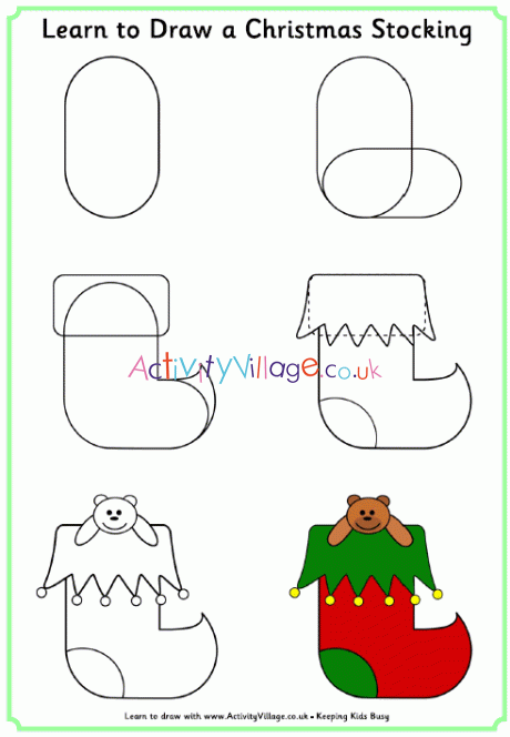 Christmas sock. Outline. Line drawing 3546628 Vector Art at Vecteezy