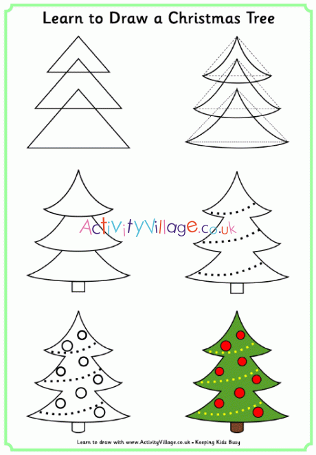 Christmas Tree Drawing with Santa claus gifts  Easy Drawing of Xmas tree