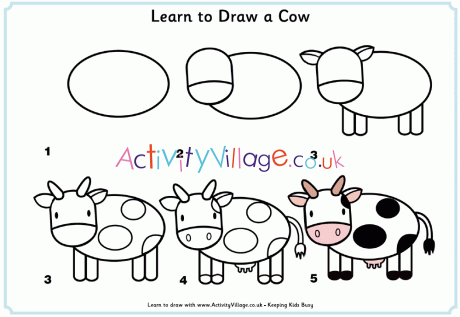 how to draw a cow