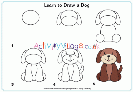 how to draw a dog step by step for kids easy