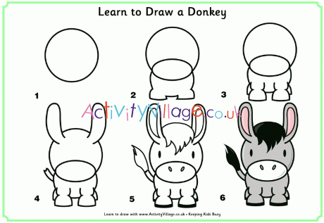 Donkey Coloring Page for Kids Stock Vector - Illustration of colour,  background: 238106616