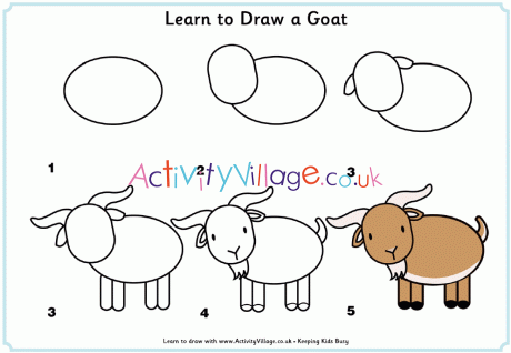 how to draw a goat step by step for kids