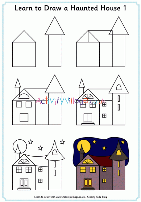 Create a spooky scene with this haunted house drawing tutorial - Gathered