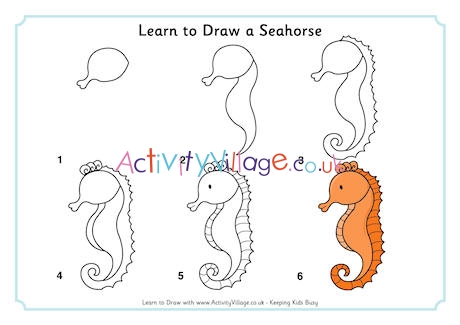 Cute Cartoon Seahorse Black White Vector Stock Vector (Royalty Free)  2262003251 | Shutterstock