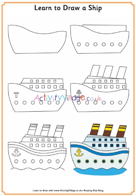 cruise ship drawing for kids