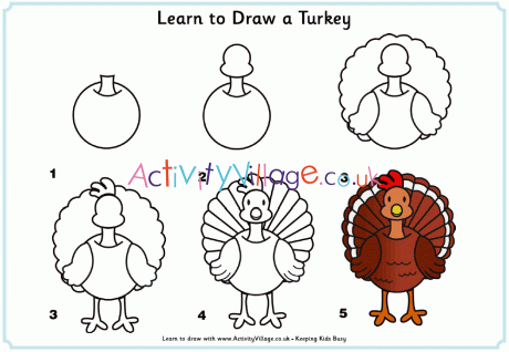 how to draw a turkey easy