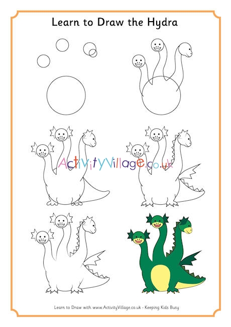 how to draw a hydra step by step