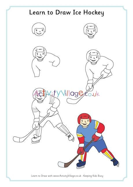 Hockey Line Art, Sport Sketch, Ice Skating Outline Drawing, Playing Ball,  Minimalist Athlete, Simple Illustration, Coloring Design, Vector File