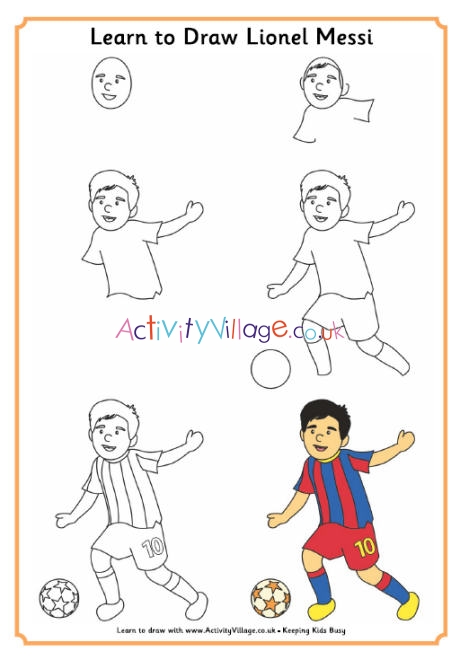 how to draw messi step by step