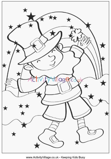 leprechaun and rainbow coloring pages
