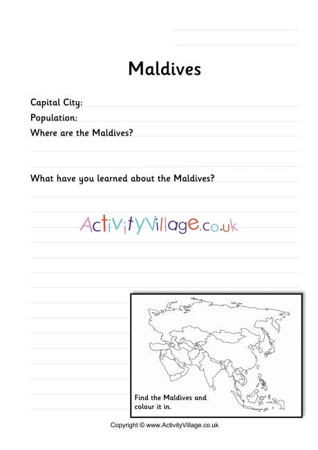 maldives worksheet