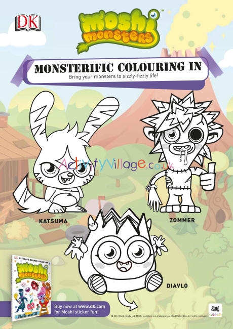 moshi monsters coloring pages diavlo moshi