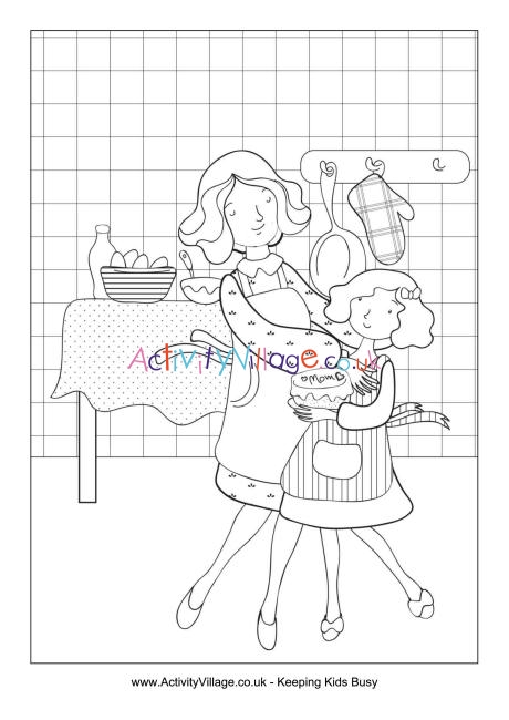 mom cooking coloring pages