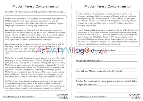 Mother Teresa Comprehension