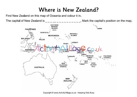 new zealand location worksheet