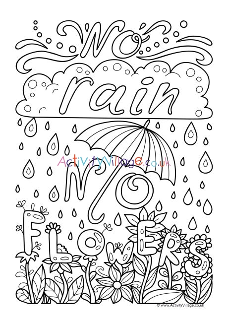 rain flowers coloring page