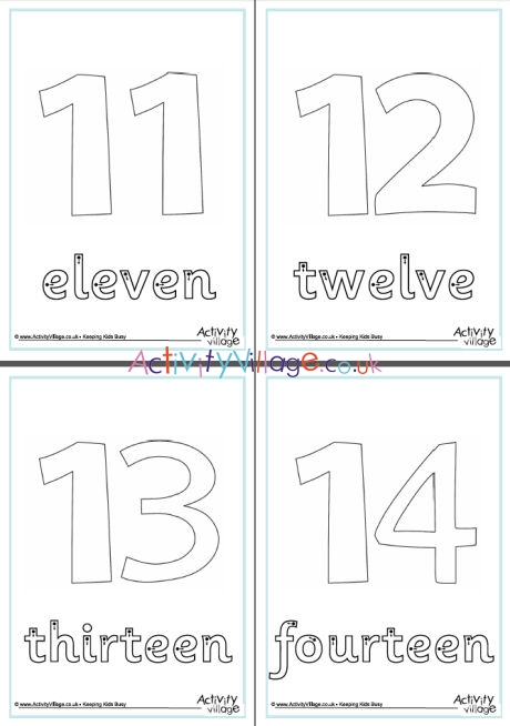 Number word finger tracing worksheets 11 to 20