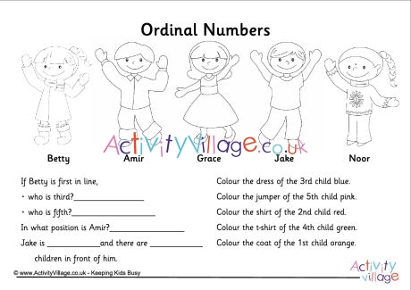 ordinal numbers questions worksheet