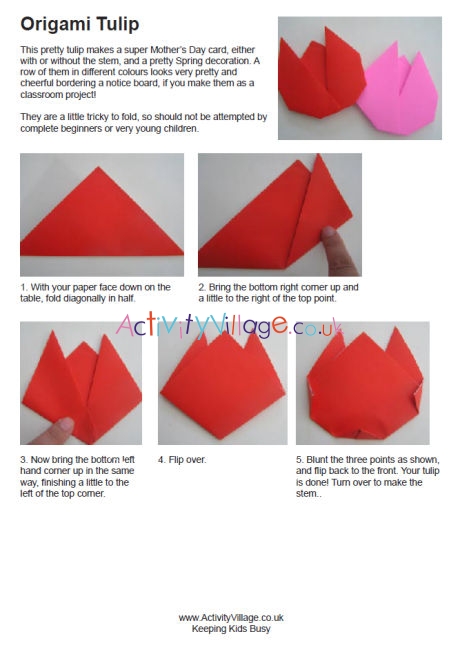 Mother's Day Origami Tulip Paper Craft (teacher made)