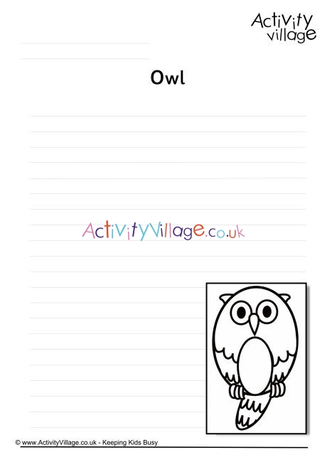 Owl Writing Page