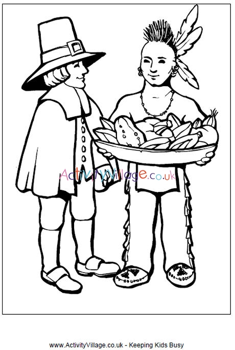 native american thanksgiving coloring page