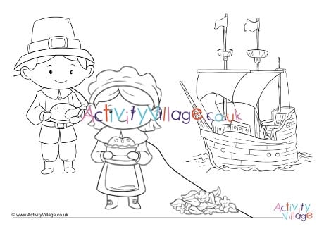 thanksgiving pilgrim children coloring pages