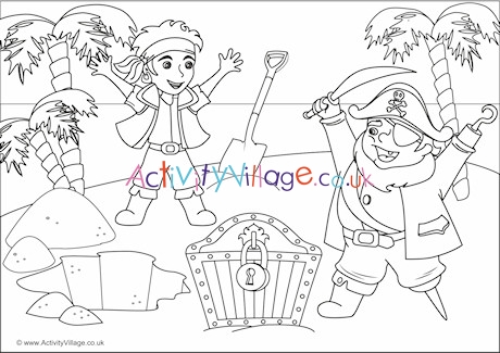 Pirates Scene Colouring Page