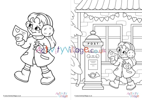 Posting a Valentine colouring page