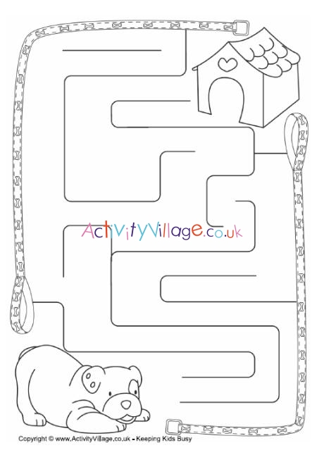 Dog or Puppy Pet Animal Mazes with Answers - Dog's Bone Maze Clip Art