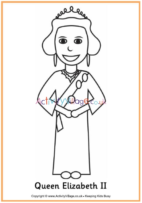 Queen Elizabeth II colouring page