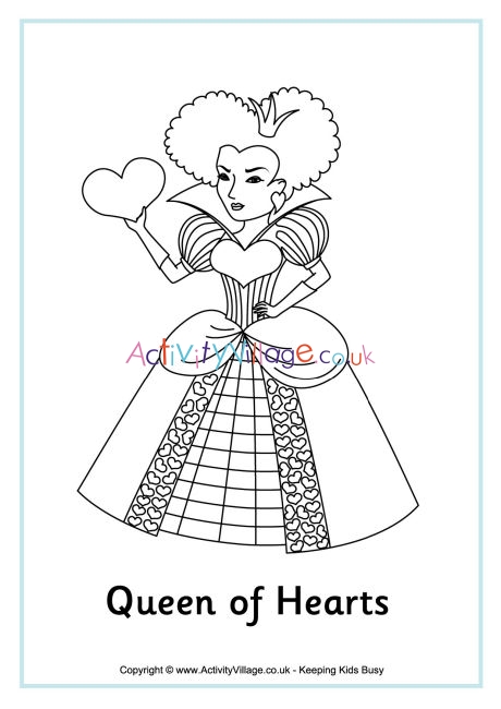 alice in wonderland queen of hearts coloring pages