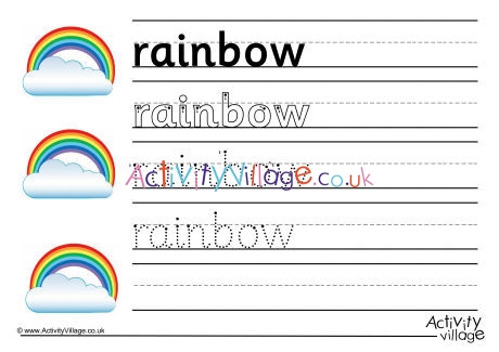 rainbow handwriting worksheet 2