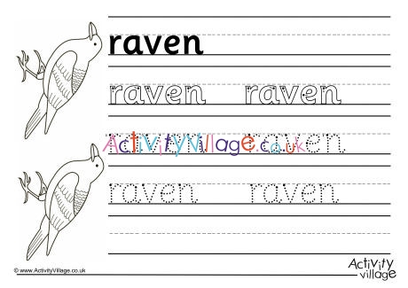 Raven Handwriting Worksheet