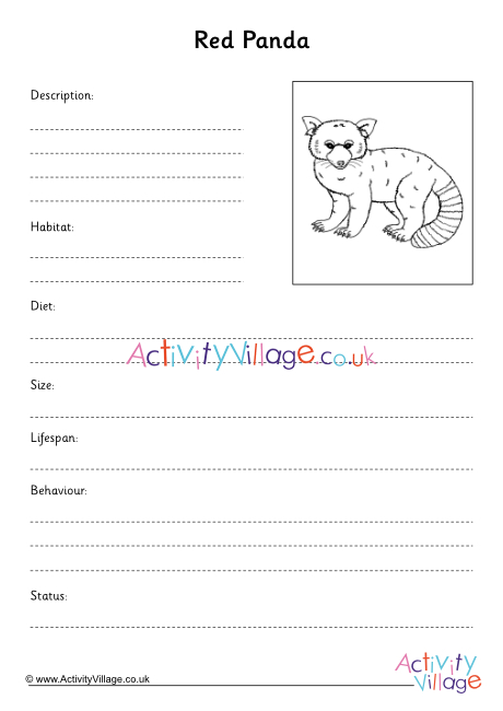 Red Panda Fact Finding Worksheet 