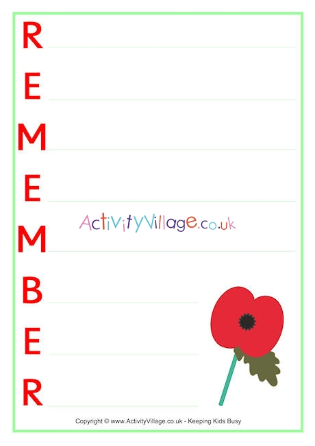 Remember Acrostic Poem Printable