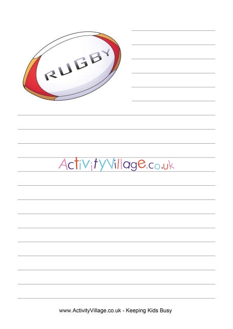 Rugby ball writing paper