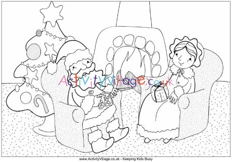 Santa Claus And Mrs Claus Colouring Page One Of Many Christmas