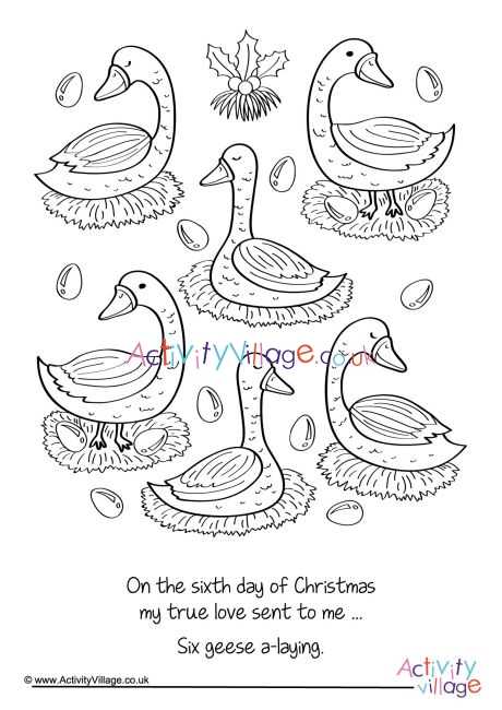 six geese a laying 12 days of christmas