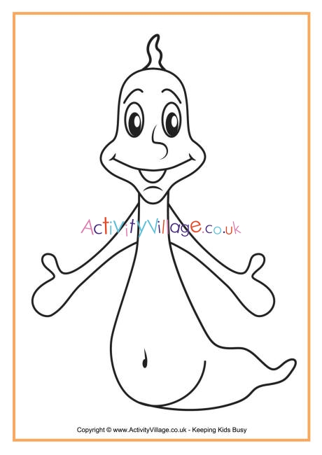 Skinny ghost colouring page