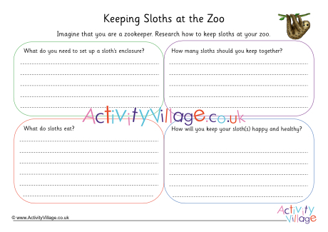 Sloth Zookeeper Worksheet