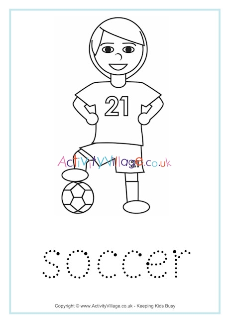 Soccer tracing worksheet